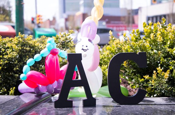 letters A and C with balloons decoration