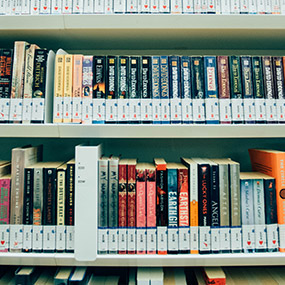 Books inside the library at Alexander College