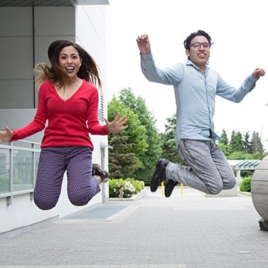 Happy International Student Jump Photo