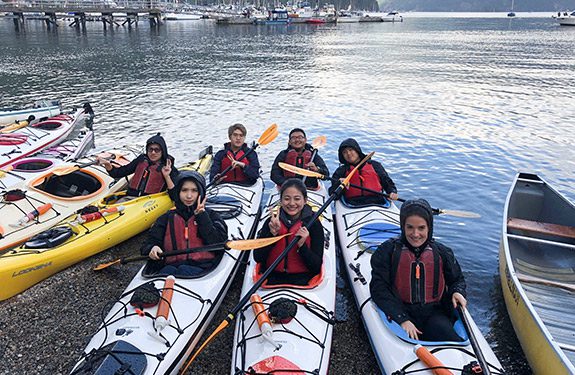 Alexander College students enjoying kayaking at Deer Lake
