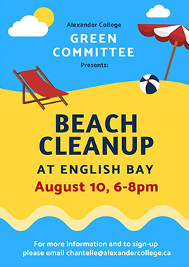 Beach cleanup at English Bay College School Event