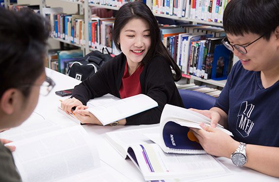 students inside the library
