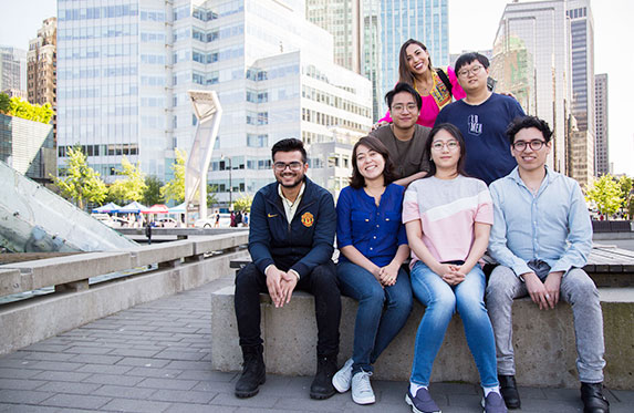 group of international students in vancouver smiling at the camera