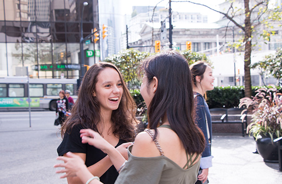 students having fun in downtown vancouver