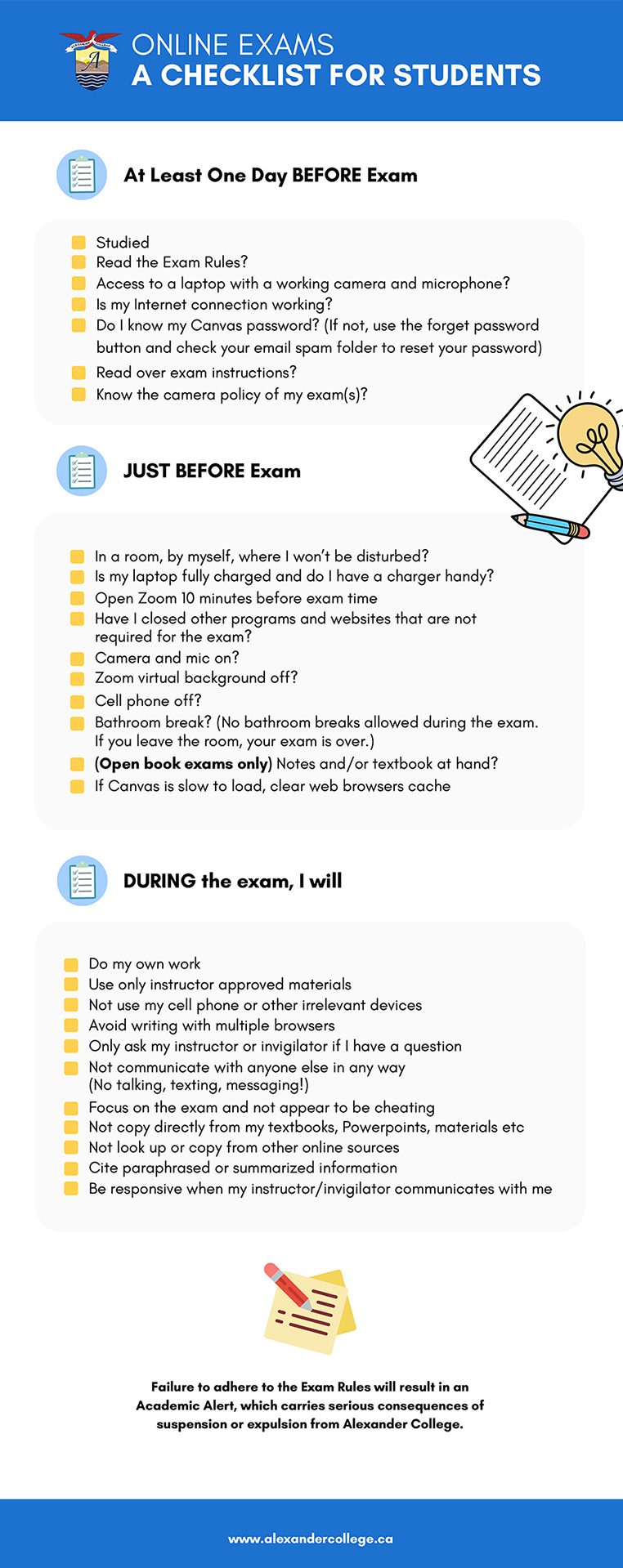 Online Exam Checklist for Students